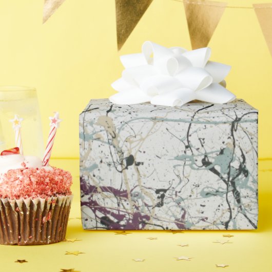 カラフル抽象芸術絵を描（ばちゃばちゃ）跳ねる包装紙 ラッピングペーパー (誕生日パーティー)