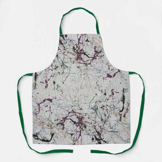 カラフル抽象芸術絵を描(ばちゃばちゃ)跳ねる エプロン (正面)