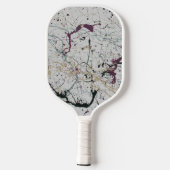 カラフル抽象芸術絵を描（ばちゃばちゃ）跳ねる ピックルボールラケット (裏面)