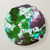 カラフル抽象芸術絵を描(ばちゃばちゃ)跳ねる ラウンドクッション (裏面)