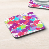 カラフル抽象芸術絵を描・赤・紫 コースター (左側)