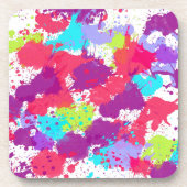 カラフル抽象芸術絵を描・赤・紫 コースター (正面)