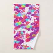 カラフル抽象芸術絵を描・赤・紫 バスタオルセット (ハンドタオル)