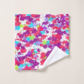 カラフル抽象芸術絵を描・赤・紫 バスタオルセット (ウォッシュタオル)