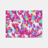 カラフル抽象芸術絵を描・赤・紫 フリースブランケット (正面(横))