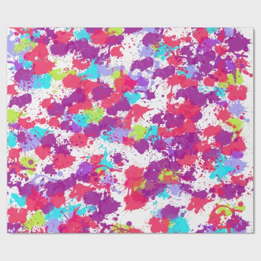 カラフル抽象芸術絵を描・赤・紫 ラッピングペーパー (フラット)