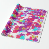 カラフル抽象芸術絵を描・赤・紫 ラッピングペーパー (アンロールド)