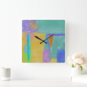 カラフル抽象芸術絵画の時計 スクエア壁時計 (ホーム)