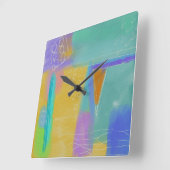 カラフル抽象芸術絵画の時計 スクエア壁時計 (傾斜)