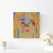 カラフル抽象芸術絵画の時計 スクエア壁時計 (ホーム)