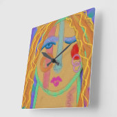 カラフル抽象芸術絵画の時計 スクエア壁時計 (傾斜)