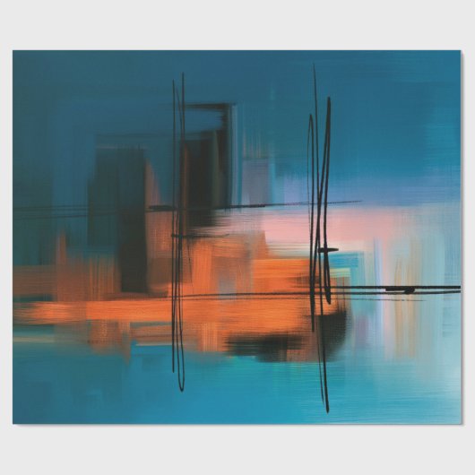 カラフル抽象芸術絵画アクリルシュールレアル地山 ラッピングペーパー (フラット)