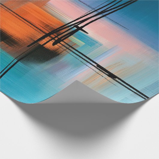 カラフル抽象芸術絵画アクリルシュールレアル地山 ラッピングペーパー (角)