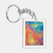 カラフル抽象芸術絵画アーティストのおもしろい名モダンお尻 キーホルダー (正面左)