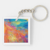 カラフル抽象芸術絵画アーティストのおもしろい名モダンお尻 キーホルダー (裏面)