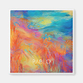 カラフル抽象芸術絵画アーティストのおもしろい名モダンお尻 マグネット (正面)