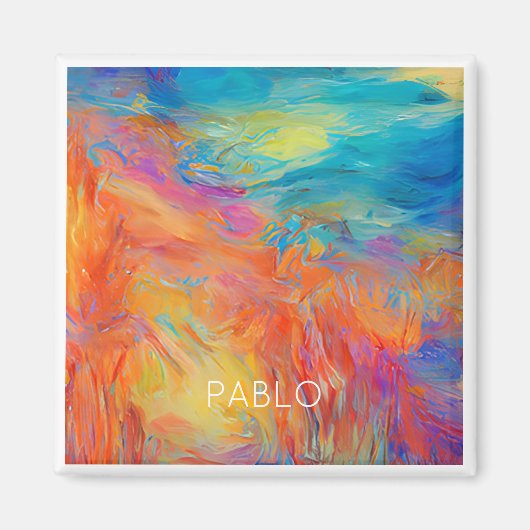 カラフル抽象芸術絵画アーティストのおもしろい名モダンお尻 マグネット (正面)