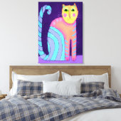 カラフル抽象芸術絵画猫 キャンバスプリント (インサイチュ (寝室))