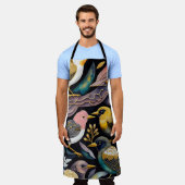 カラフル抽象芸術絵画鳥 エプロン (着用した状態)