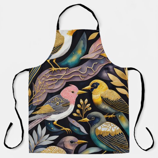 カラフル抽象芸術絵画鳥 エプロン (正面)