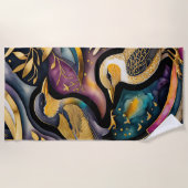 カラフル抽象芸術絵画鳥 ビーチタオル (正面)