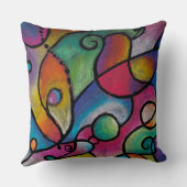 カラフル抽象芸術線と図形 クッション (裏面)