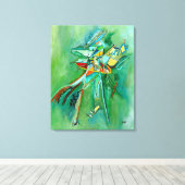 カラフル抽象芸術線ファインアートグリーンレッドイエロー キャンバスプリント (インサイチュ (ウッドフロア))