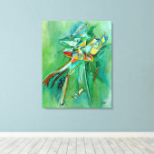 カラフル抽象芸術線ファインアートグリーンレッドイエロー キャンバスプリント (インサイチュ (ウッドフロア))