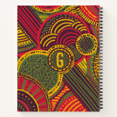 カラフル抽象芸術線 |ピンクパープルイエローグリーン ノートブック (裏面)