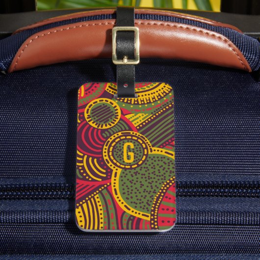 カラフル抽象芸術線 |ピンクパープルイエローグリーン ラゲッジタグ (正面インサイチュ2)