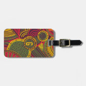 カラフル抽象芸術線 |ピンクパープルイエローグリーン ラゲッジタグ (正面横)