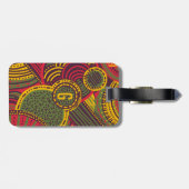 カラフル抽象芸術線 |ピンクパープルイエローグリーン ラゲッジタグ (裏面横)