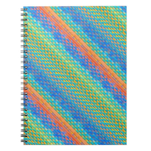 カラフル抽象芸術織りデジタルパターン ノートブック (正面)