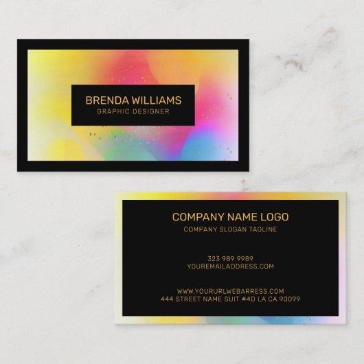 カラフル抽象芸術背景の黒い枠 名刺 (正面/裏面)