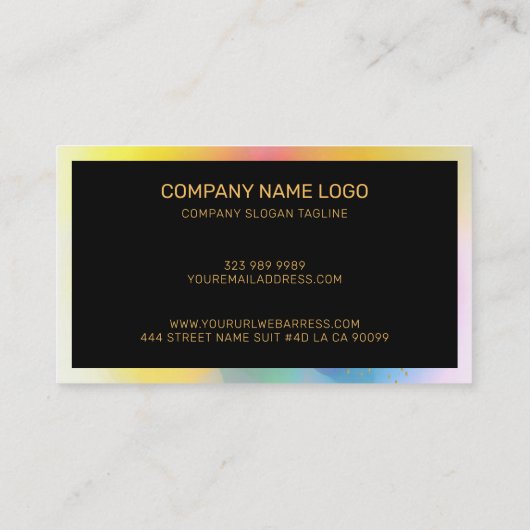 カラフル抽象芸術背景の黒い枠 名刺 (裏面)