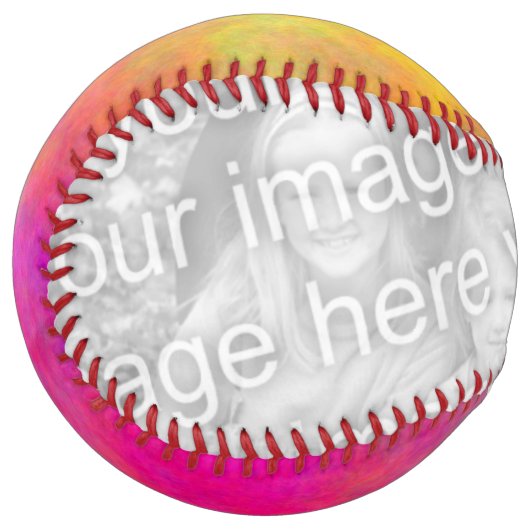 カラフル抽象芸術自分の写真を追加 ソフトボール (正面左)