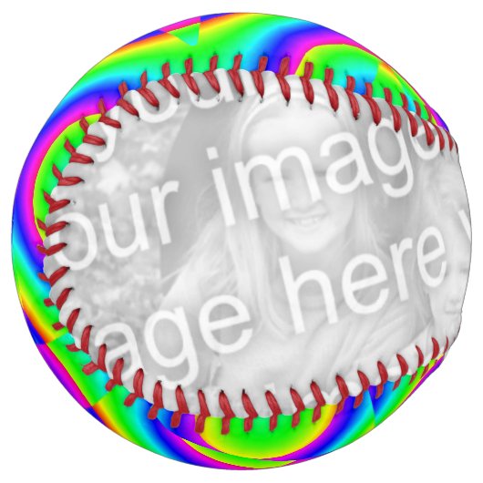 カラフル抽象芸術自分の写真を追加 ソフトボール (正面左)