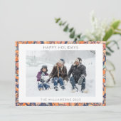 カラフル抽象芸術自然ブルー縁ど家族の写真 シーズンカード (スタンド正面)