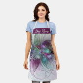 カラフル抽象芸術花フローラフラクタル最高のマム エプロン (着用した状態)