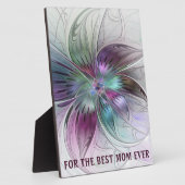 カラフル抽象芸術花フローラフラクタル最高のマム フォトプラーク (側面)