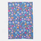 カラフル抽象芸術花模様 キッチンタオル (縦)