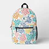 カラフル抽象芸術花模様 プリントバックパック (正面)