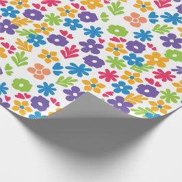 カラフル抽象芸術花模様 ラッピングペーパー