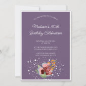 カラフル抽象芸術花誕生日 招待状 (裏面)