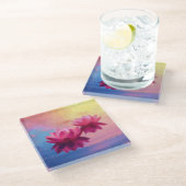 カラフル抽象芸術蓮の花 ガラスコースター (アングル)