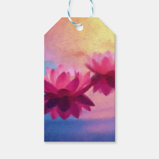 カラフル抽象芸術蓮の花 ギフトタグ (正面)