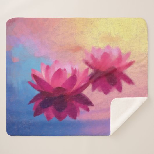 カラフル抽象芸術蓮の花 シェルパブランケット (正面(横))