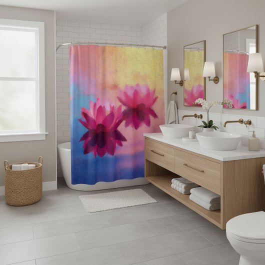 カラフル抽象芸術蓮の花 シャワーカーテン