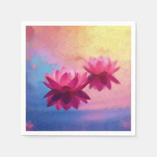 カラフル抽象芸術蓮の花 スタンダードカクテルナプキン (正面)