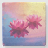カラフル抽象芸術蓮の花 ストーンコースター (正面)